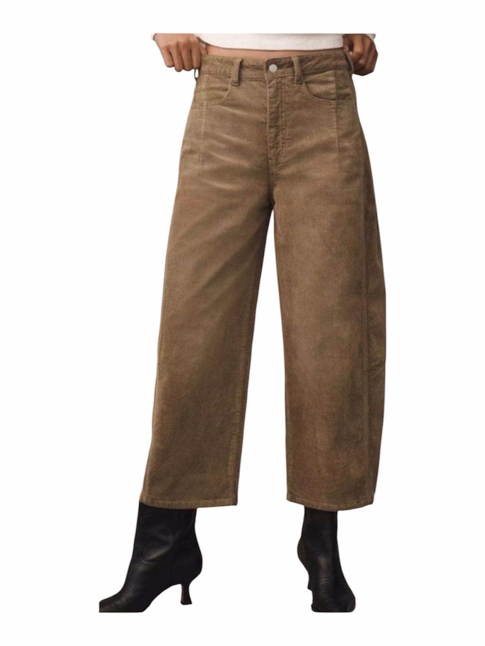 Pilcro Anthropologie The Kenna Heritage tan corduroy barrel leg crop size 18W